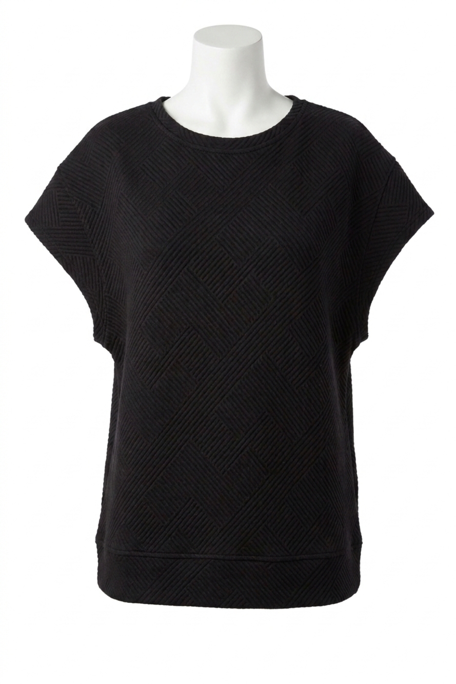 NEW SEE AND BE SEEN women's call my jet textured top in black